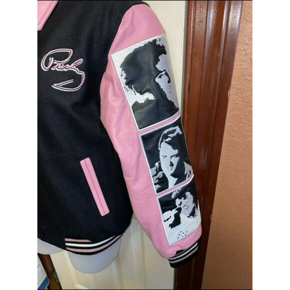 Vintage Elvis Presley Limited Edition Womens Black Pink Jacket W/ Graphic Sleeve - Picture 7 of 10